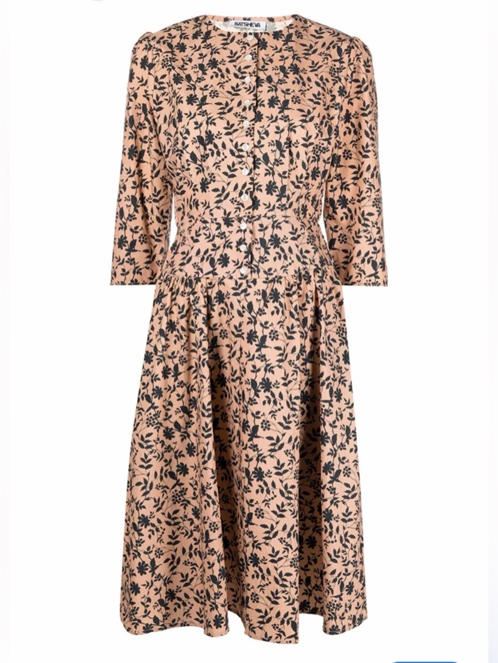 Batsheva Lucille Floral Prairie Dress Size 0 Cotton Poplin Midi Cottagecore